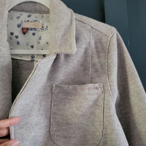 NWOT PILCRO Anthropologie Oversized Academia Blazer Jacket Stripe Beige Small - Picture 11 of 15